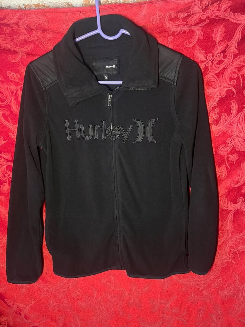 Hurley Women's Black Full Zip Fleece Jacket Sweatshirt Logo Size S